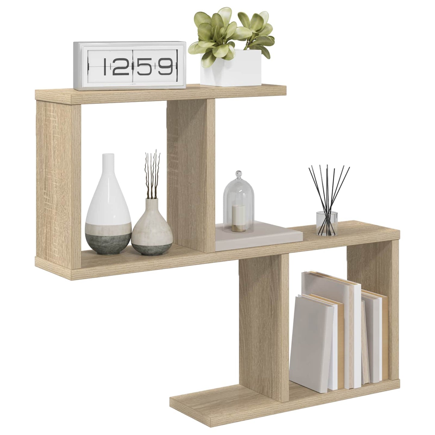 vidaXL Wall Shelf Sonoma Oak 60 x 12 x 50.5 cm Engineered Wood