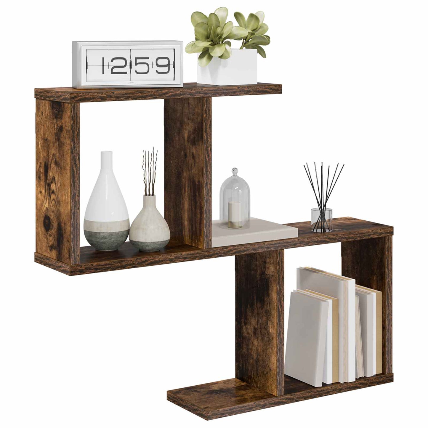 vidaXL Wall Shelf Smoked Oak 60 x 12 x 50.5 cm Engineered Wood