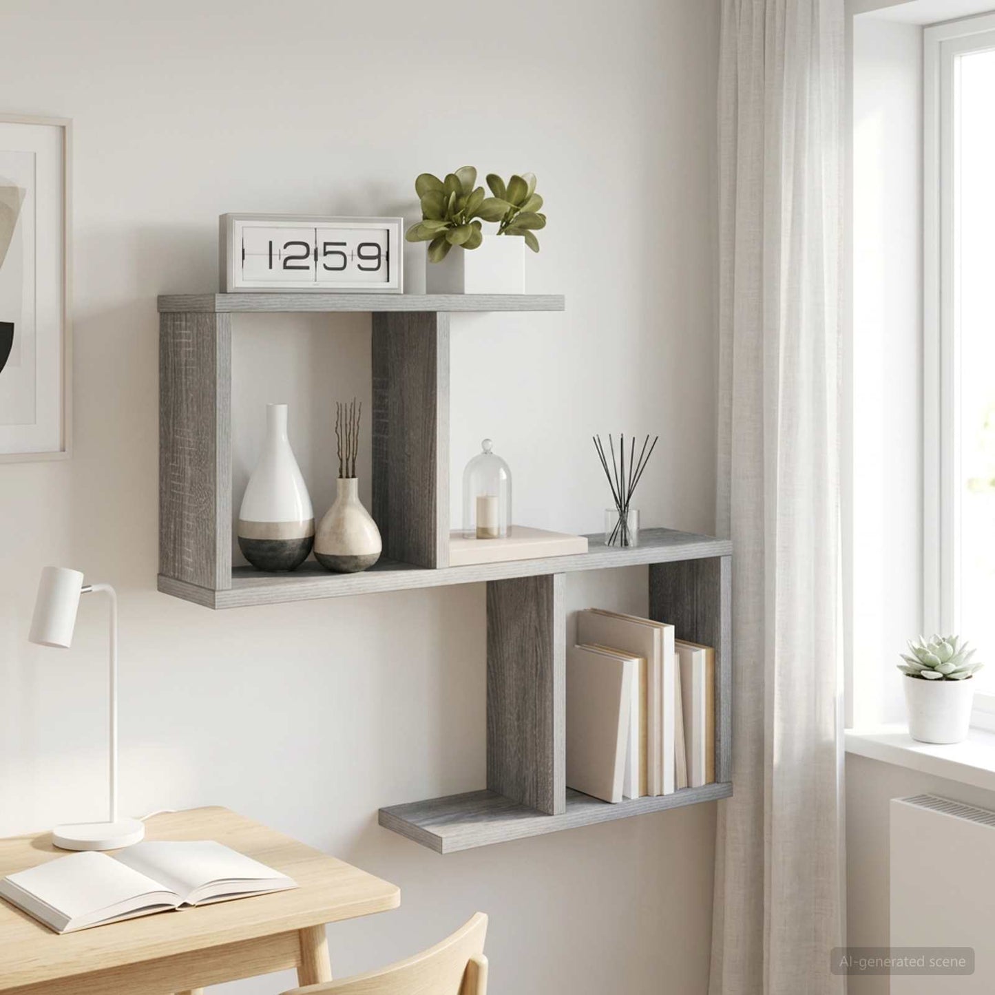 vidaXL Wall Shelf Grey Sonoma 60 x 12 x 50.5 cm Engineered Wood