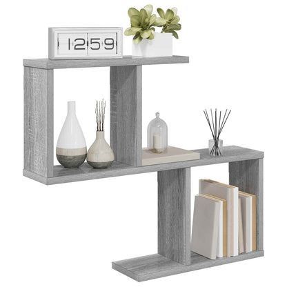 vidaXL Wall Shelf Grey Sonoma 60 x 12 x 50.5 cm Engineered Wood