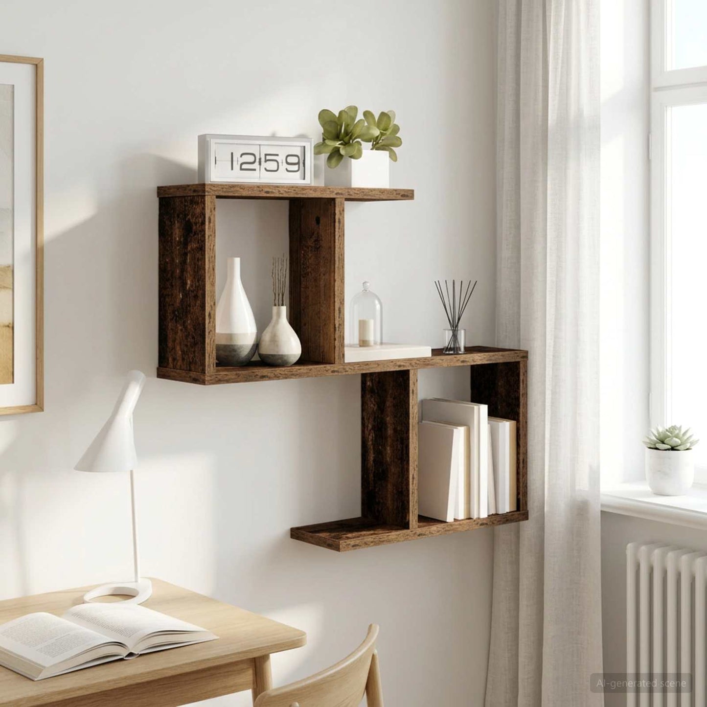 vidaXL Wall Shelf Old Wood 60 x 12 x 50.5 cm Engineered Wood