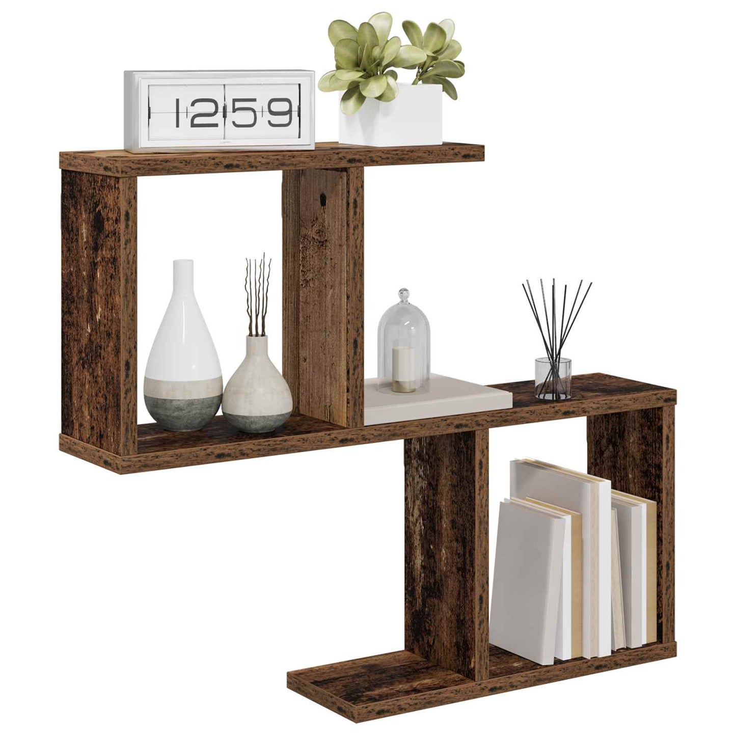 vidaXL Wall Shelf Old Wood 60 x 12 x 50.5 cm Engineered Wood