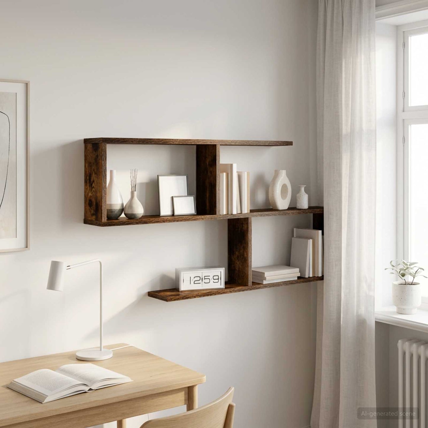 vidaXL Wall Shelf Smoked Oak 100 x 12 x 50.5 cm Engineered Wood