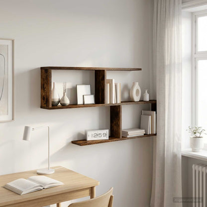 vidaXL Wall Shelf Smoked Oak 100 x 12 x 50.5 cm Engineered Wood