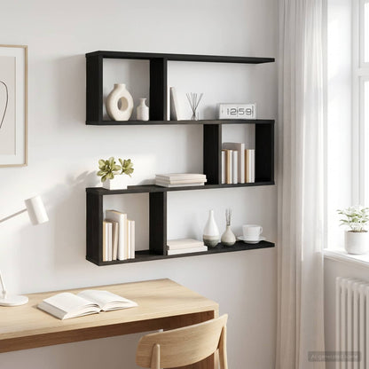 vidaXL Wall Shelf Black Oak 80 x 12 x 79.5 cm Engineered Wood