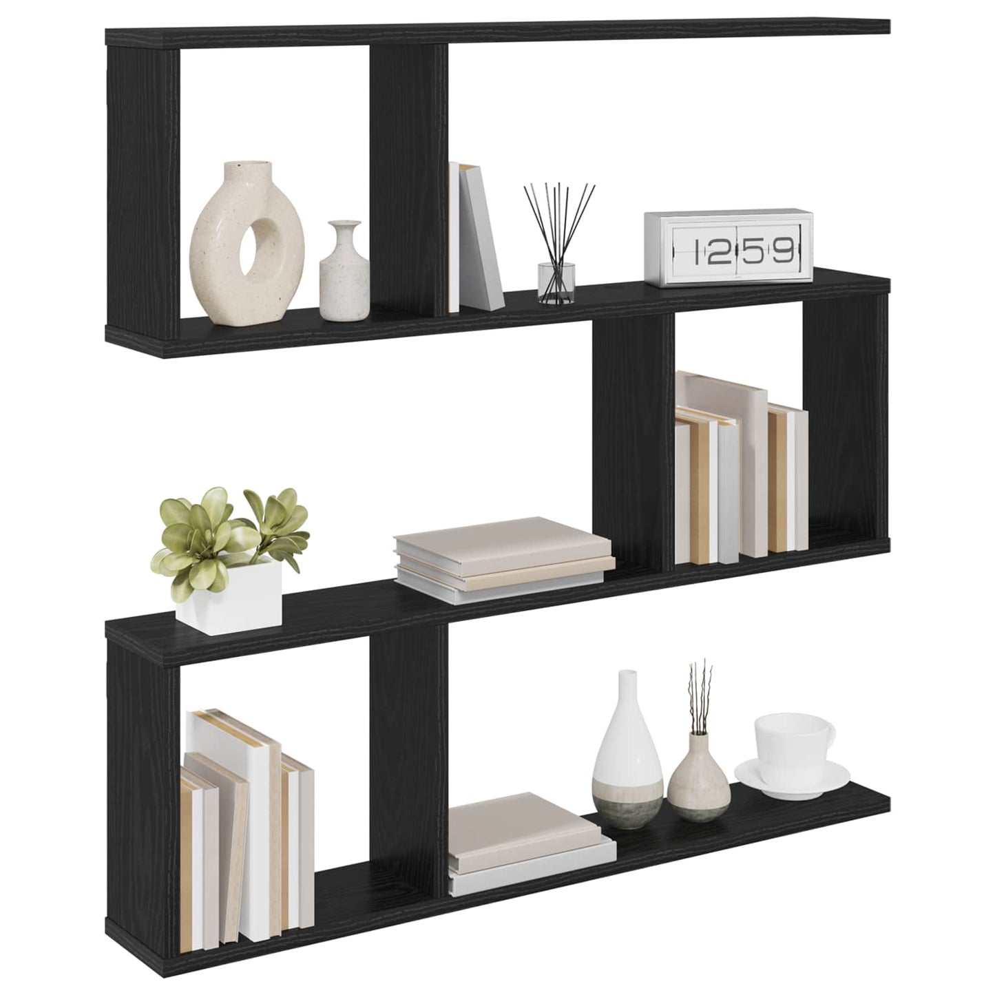 vidaXL Wall Shelf Black Oak 80 x 12 x 79.5 cm Engineered Wood