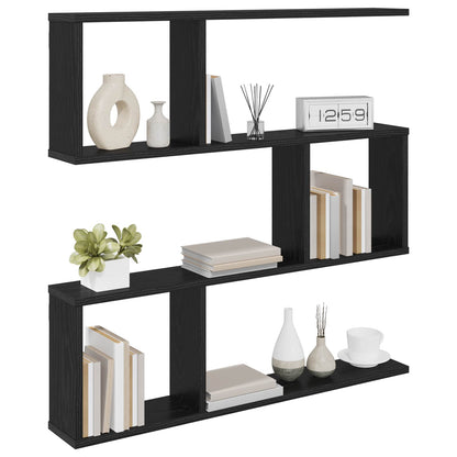vidaXL Wall Shelf Black Oak 80 x 12 x 79.5 cm Engineered Wood