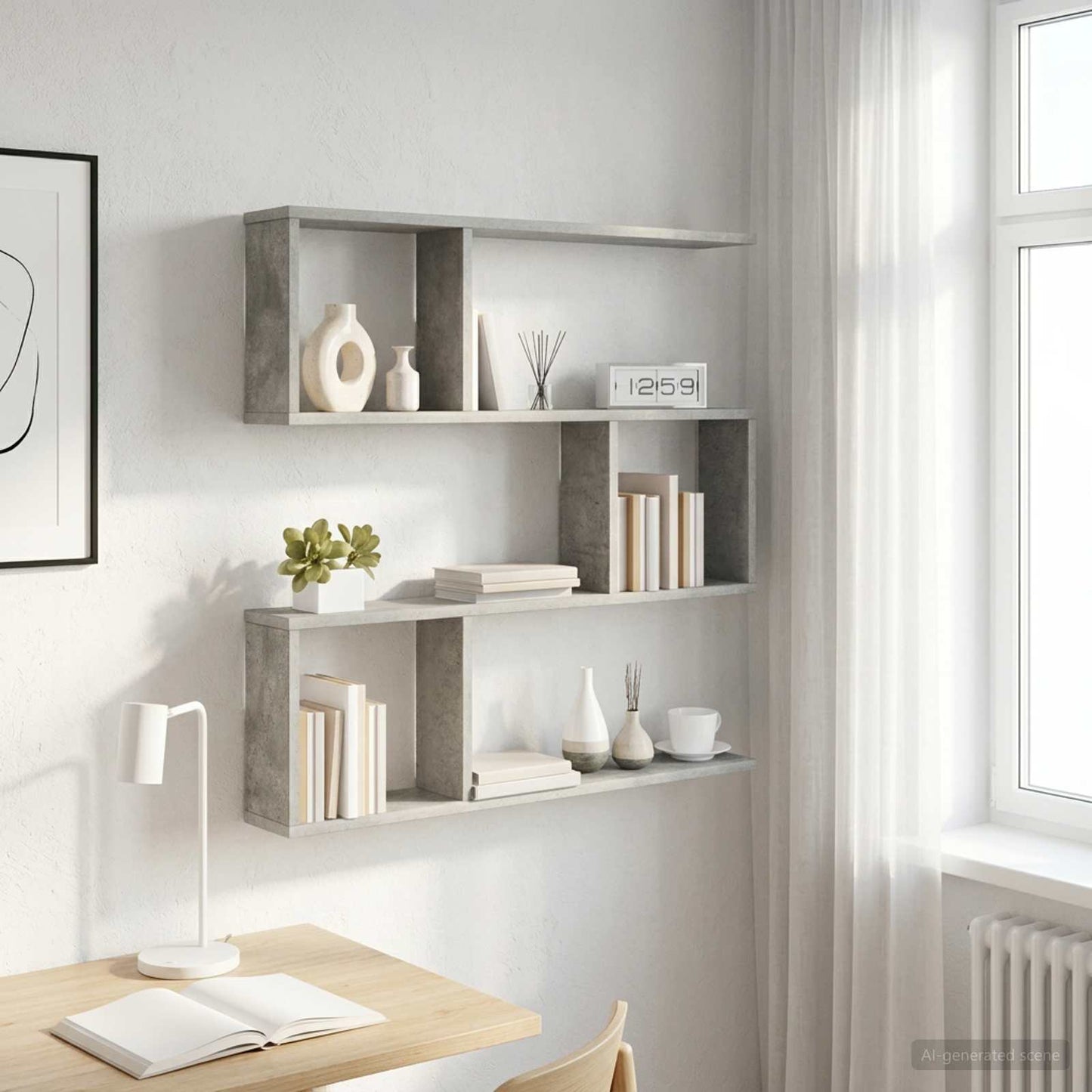 vidaXL Wall Shelf Concrete Grey 80 x 12 x 79.5 cm Engineered Wood
