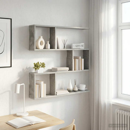 vidaXL Wall Shelf Concrete Grey 80 x 12 x 79.5 cm Engineered Wood