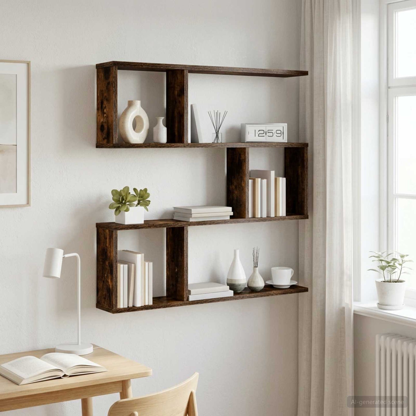 vidaXL Wall Shelf Smoked Oak 80 x 12 x 79.5 cm Engineered Wood
