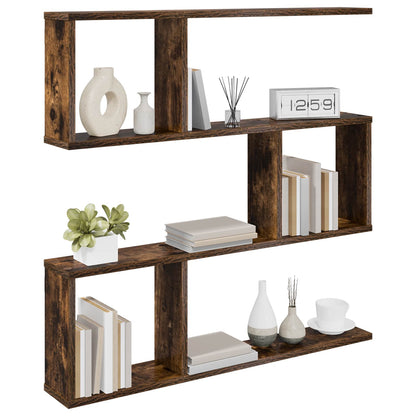 vidaXL Wall Shelf Smoked Oak 80 x 12 x 79.5 cm Engineered Wood