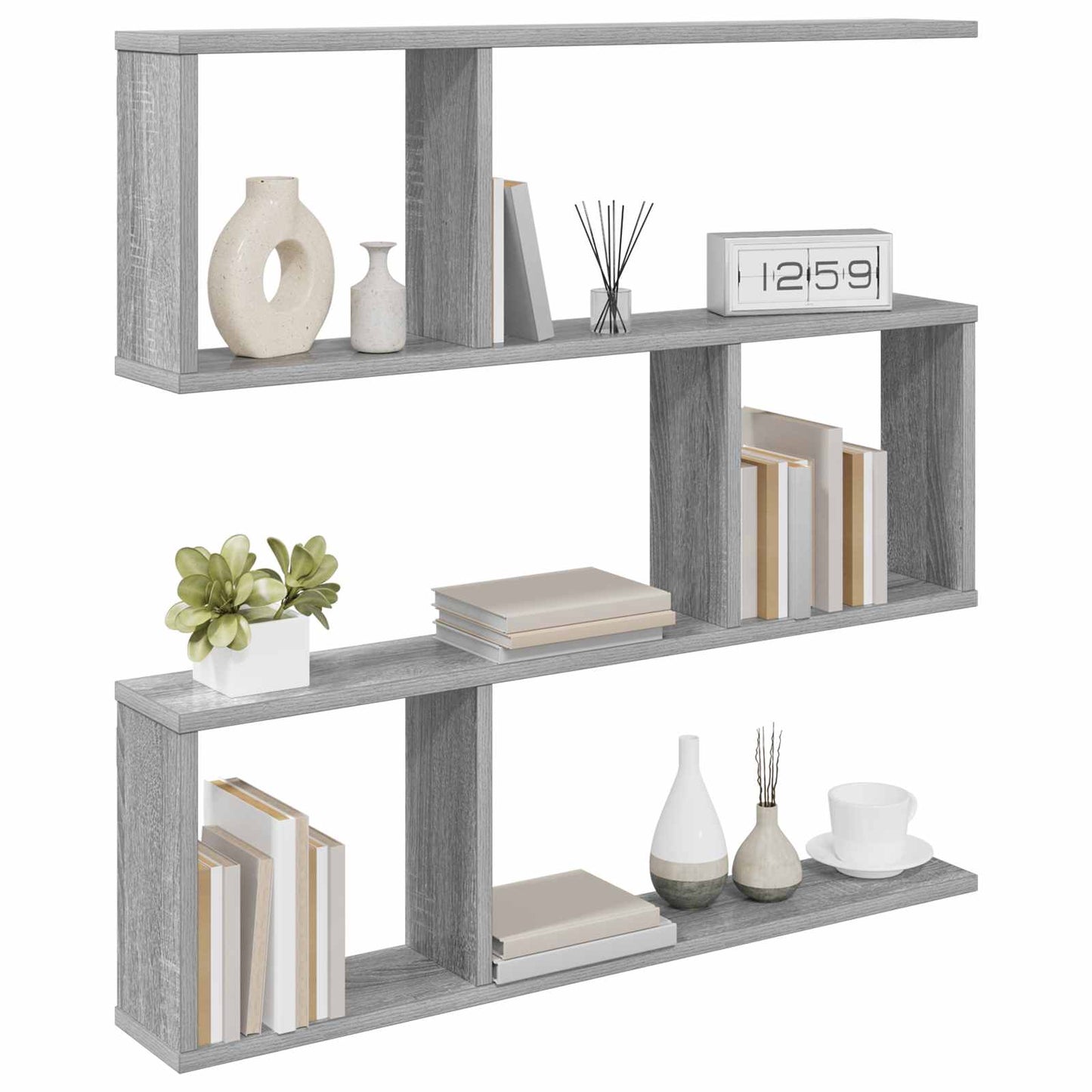 vidaXL Wall Shelf Grey Sonoma 80 x 12 x 79.5 cm Engineered Wood
