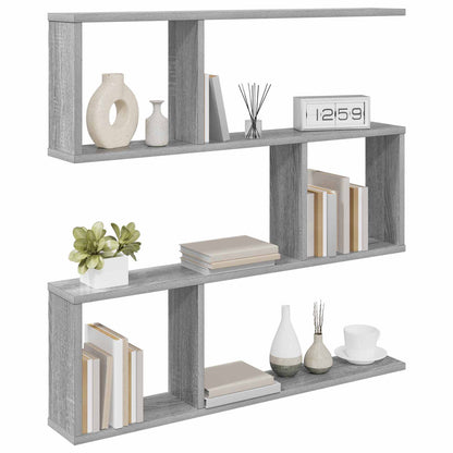 vidaXL Wall Shelf Grey Sonoma 80 x 12 x 79.5 cm Engineered Wood