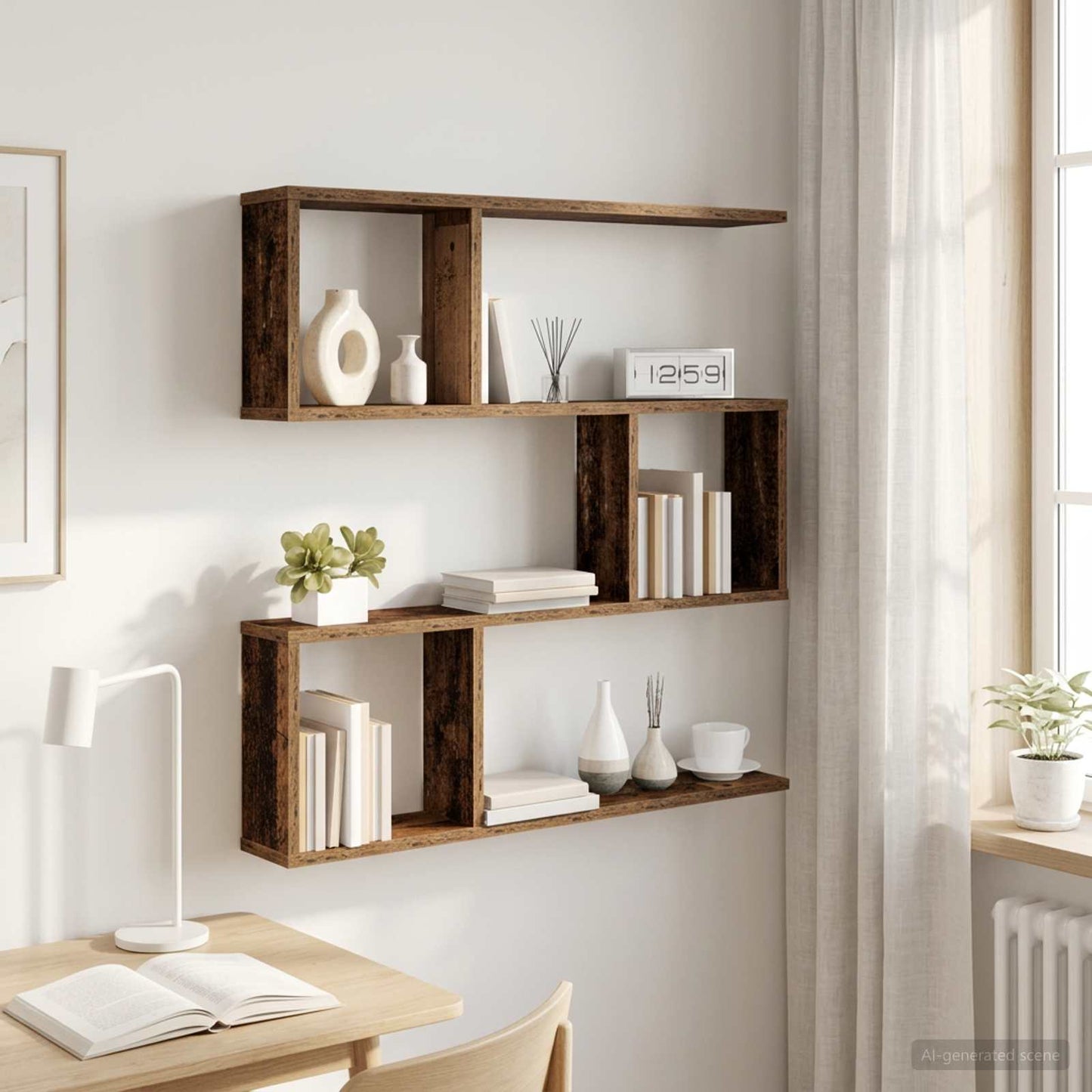 vidaXL Wall Shelf Old Wood 80 x 12 x 79.5 cm Engineered Wood