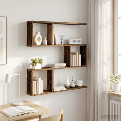 vidaXL Wall Shelf Old Wood 80 x 12 x 79.5 cm Engineered Wood