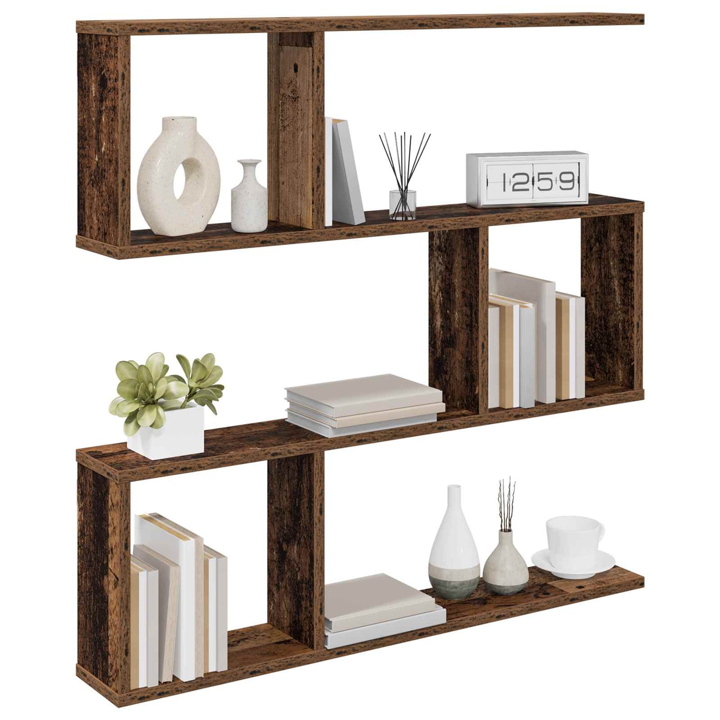 vidaXL Wall Shelf Old Wood 80 x 12 x 79.5 cm Engineered Wood