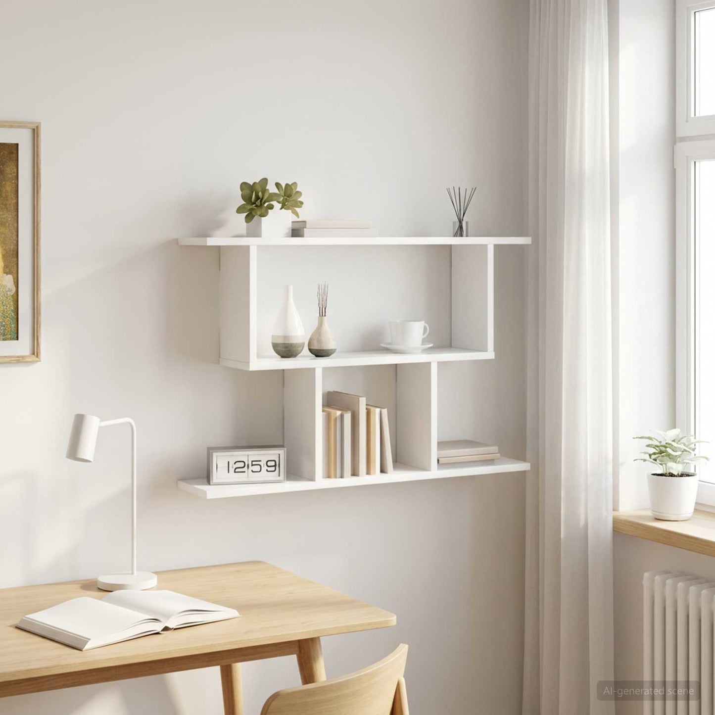 vidaXL Wall Shelf White 80 x 15 x 50.5 cm Engineered Wood