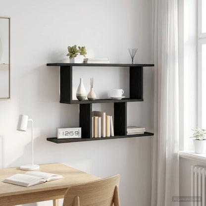 vidaXL Wall Shelf Black Oak 80 x 15 x 50.5 cm Engineered Wood