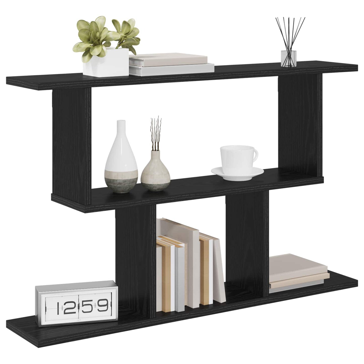 vidaXL Wall Shelf Black Oak 80 x 15 x 50.5 cm Engineered Wood