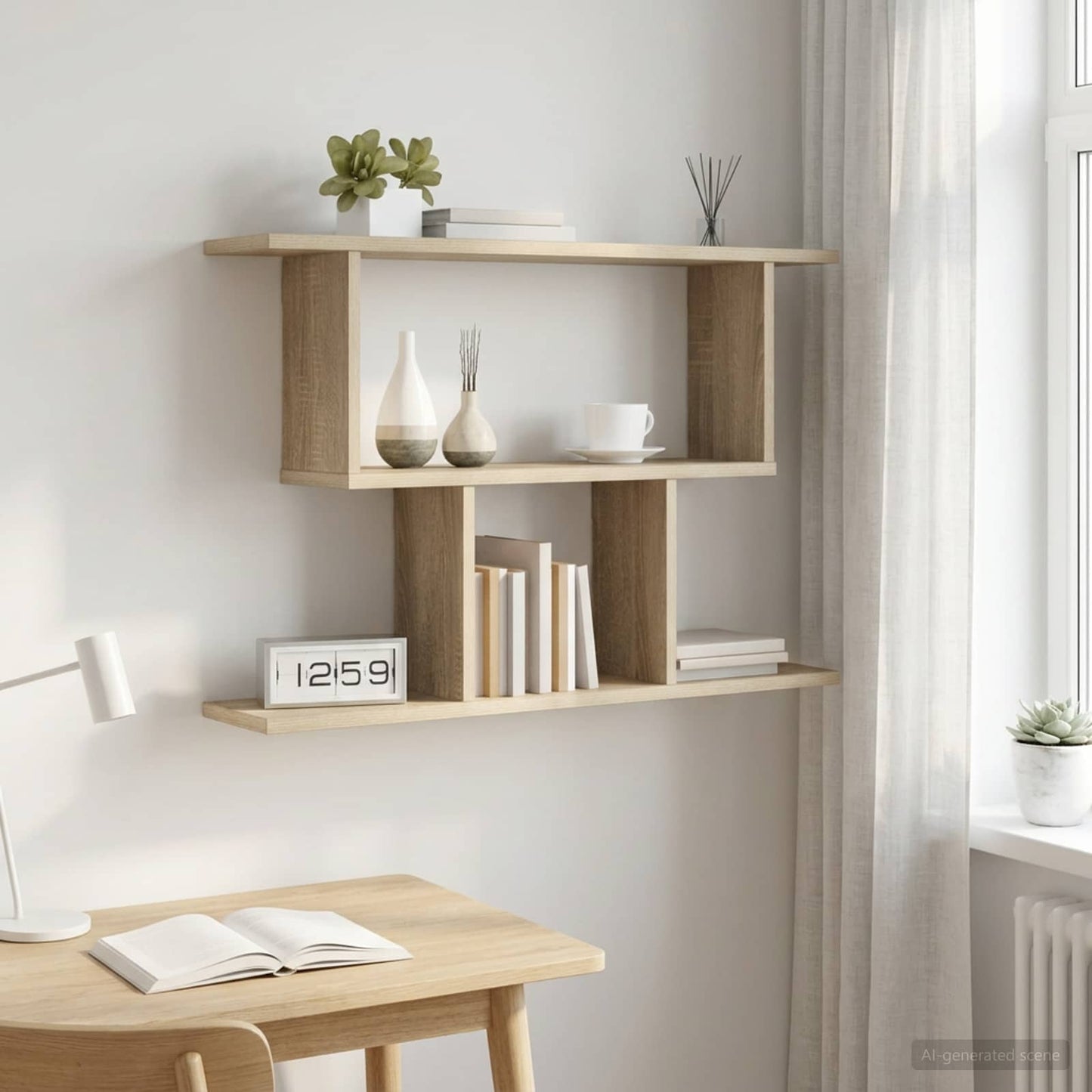 vidaXL Wall Shelf Sonoma Oak 80 x 15 x 50.5 cm Engineered Wood