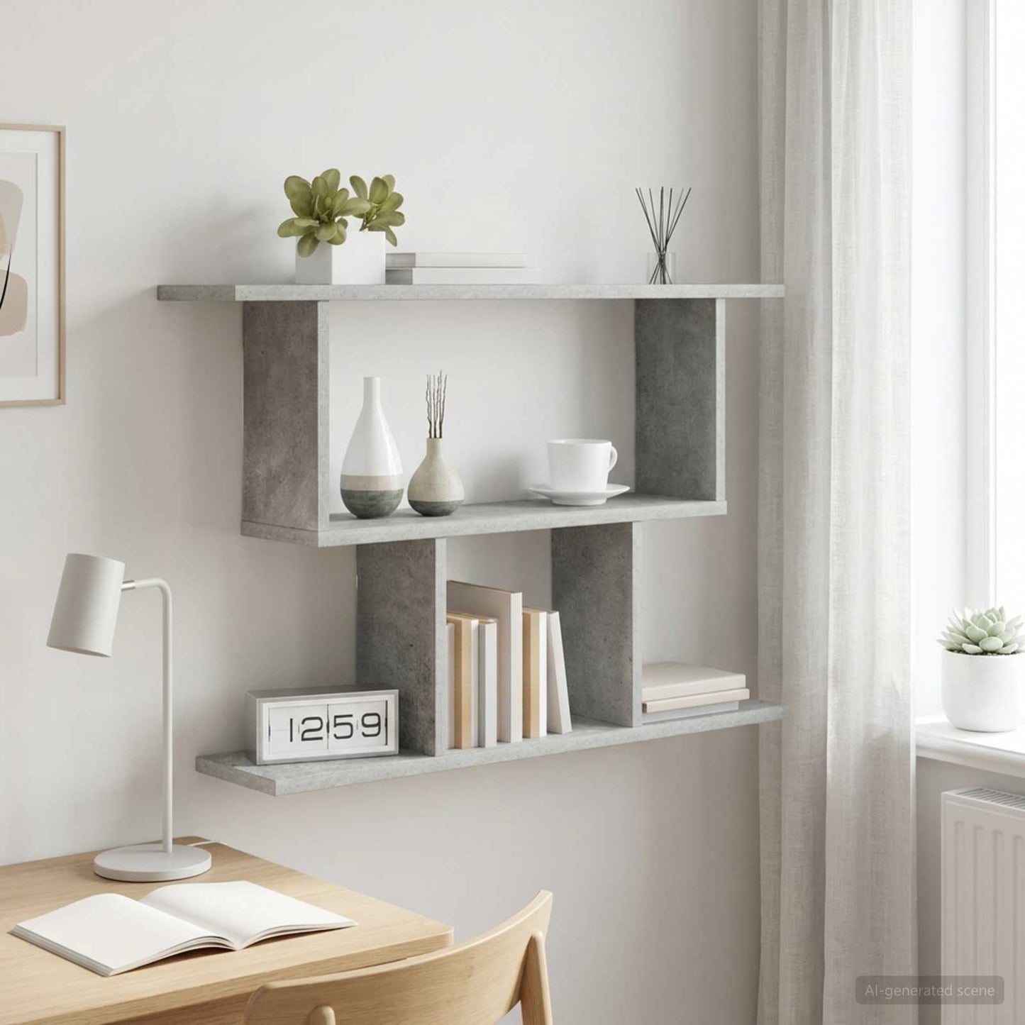 vidaXL Wall Shelf Concrete Grey 80 x 15 x 50.5 cm Engineered Wood