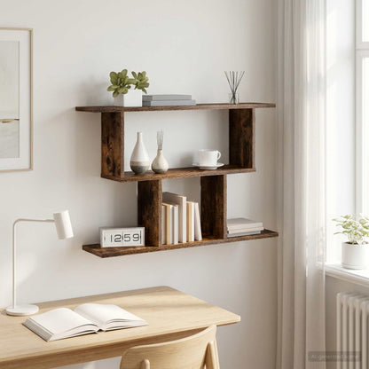 vidaXL Wall Shelf Smoked Oak 80 x 15 x 50.5 cm Engineered Wood