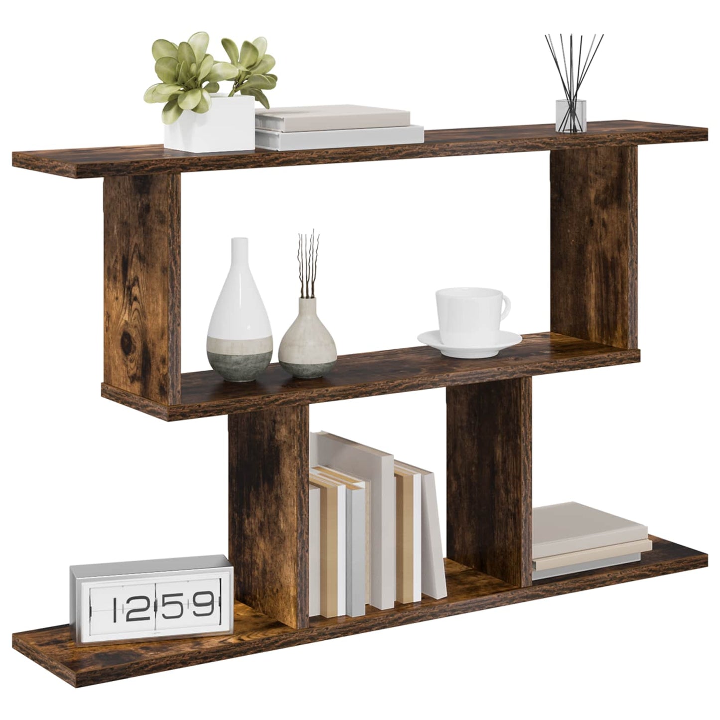 vidaXL Wall Shelf Smoked Oak 80 x 15 x 50.5 cm Engineered Wood