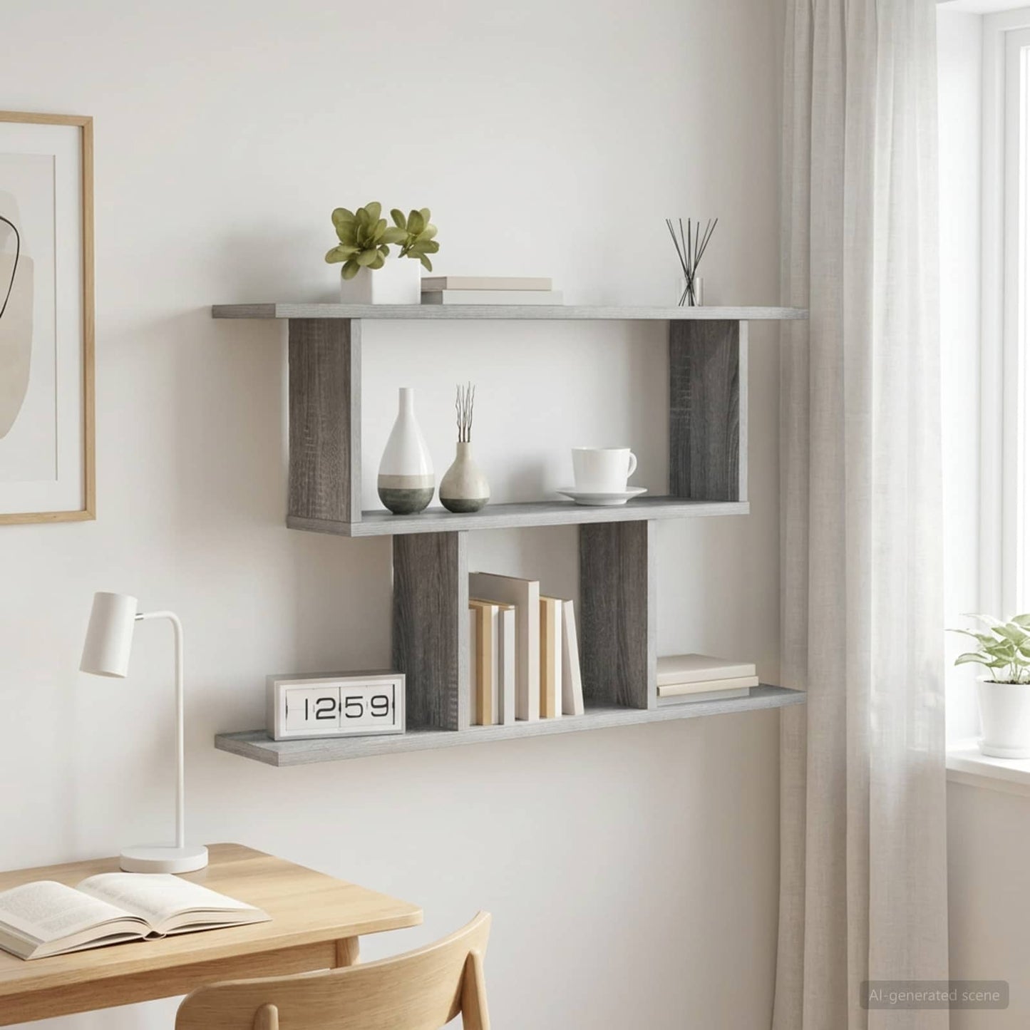 vidaXL Wall Shelf Grey Sonoma 80 x 15 x 50.5 cm Engineered Wood