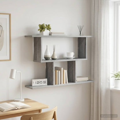 vidaXL Wall Shelf Grey Sonoma 80 x 15 x 50.5 cm Engineered Wood