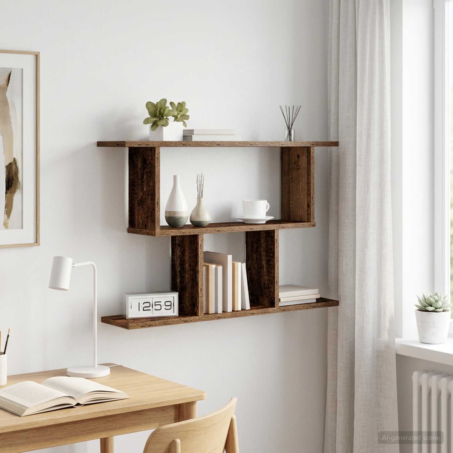 vidaXL Wall Shelf Old Wood 80 x 15 x 50.5 cm Engineered Wood