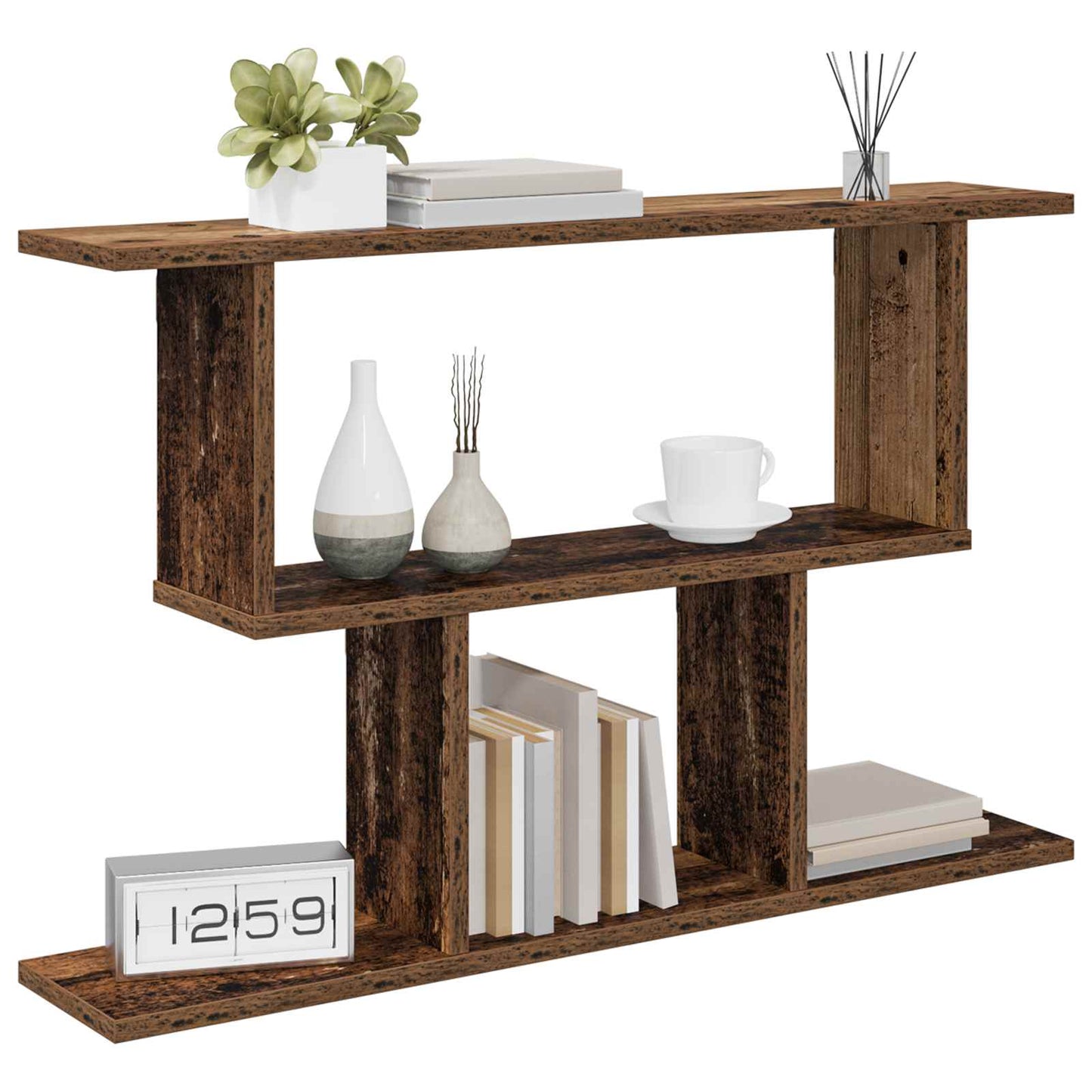 vidaXL Wall Shelf Old Wood 80 x 15 x 50.5 cm Engineered Wood
