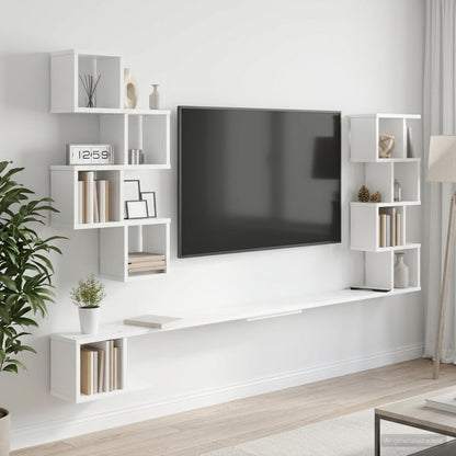 vidaXL Wall-Mounted TV Shelf White 180 x 15 x 94 cm Engineered Wood