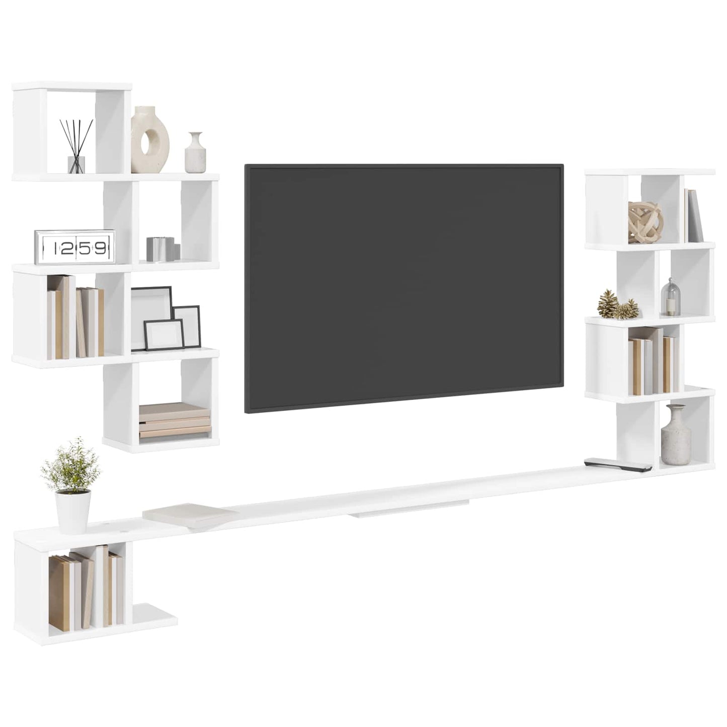 vidaXL Wall-Mounted TV Shelf White 180 x 15 x 94 cm Engineered Wood