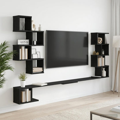 vidaXL Wall-Mounted TV Shelf Black Oak 180 x 15 x 94 cm
