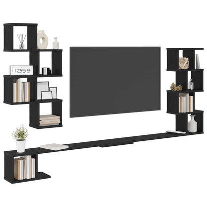 vidaXL Wall-Mounted TV Shelf Black Oak 180 x 15 x 94 cm