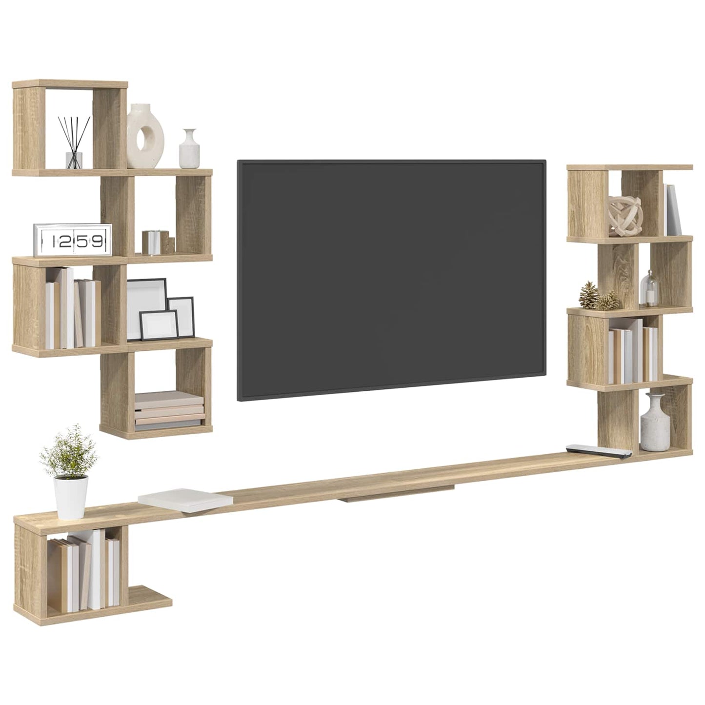 vidaXL Wall-Mounted TV Shelf Sonoma Oak 180 x 15 x 94 cm
