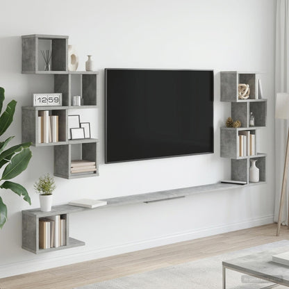 vidaXL Wall-Mounted TV Shelf Concrete Grey 180 x 15 x 94 cm