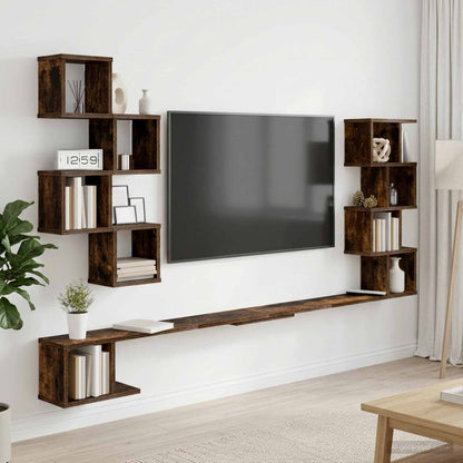 vidaXL Wall-Mounted TV Shelf Smoked Oak 180 x 15 x 94 cm