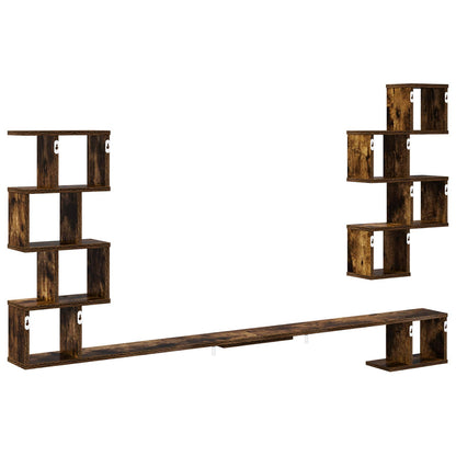 vidaXL Wall-Mounted TV Shelf Smoked Oak 180 x 15 x 94 cm