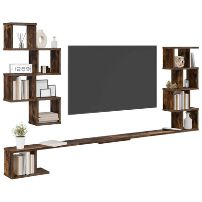 vidaXL Wall-Mounted TV Shelf Smoked Oak 180 x 15 x 94 cm