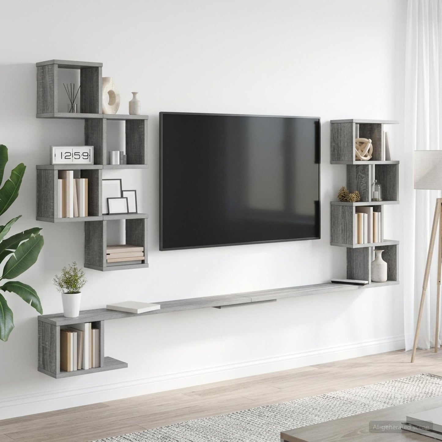 vidaXL Wall-Mounted TV Shelf Grey Sonoma 180 x 15 x 94 cm