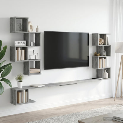 vidaXL Wall-Mounted TV Shelf Grey Sonoma 180 x 15 x 94 cm