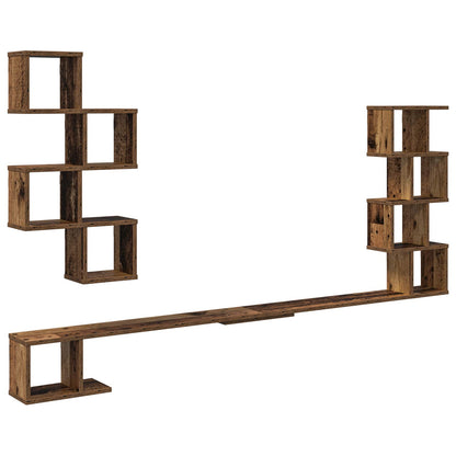 vidaXL Wall-Mounted TV Shelf Old Wood 180 x 15 x 94 cm Engineered Wood