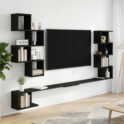 vidaXL Wall-Mounted TV Shelf Black Oak 200 x 15 x 94 cm