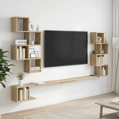 vidaXL Wall-Mounted TV Shelf Sonoma Oak 200 x 15 x 94 cm