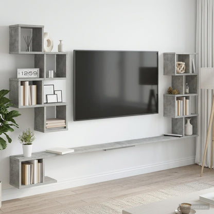 vidaXL Wall-Mounted TV Shelf Concrete Grey 200 x 15 x 94 cm