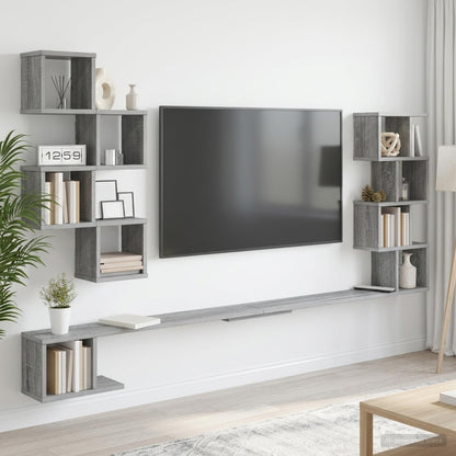 vidaXL Wall-Mounted TV Shelf Grey Sonoma 200 x 15 x 94 cm