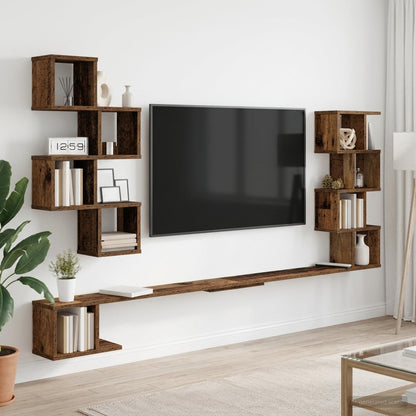 vidaXL Wall-Mounted TV Shelf Old Wood 200 x 15 x 94 cm Engineered Wood