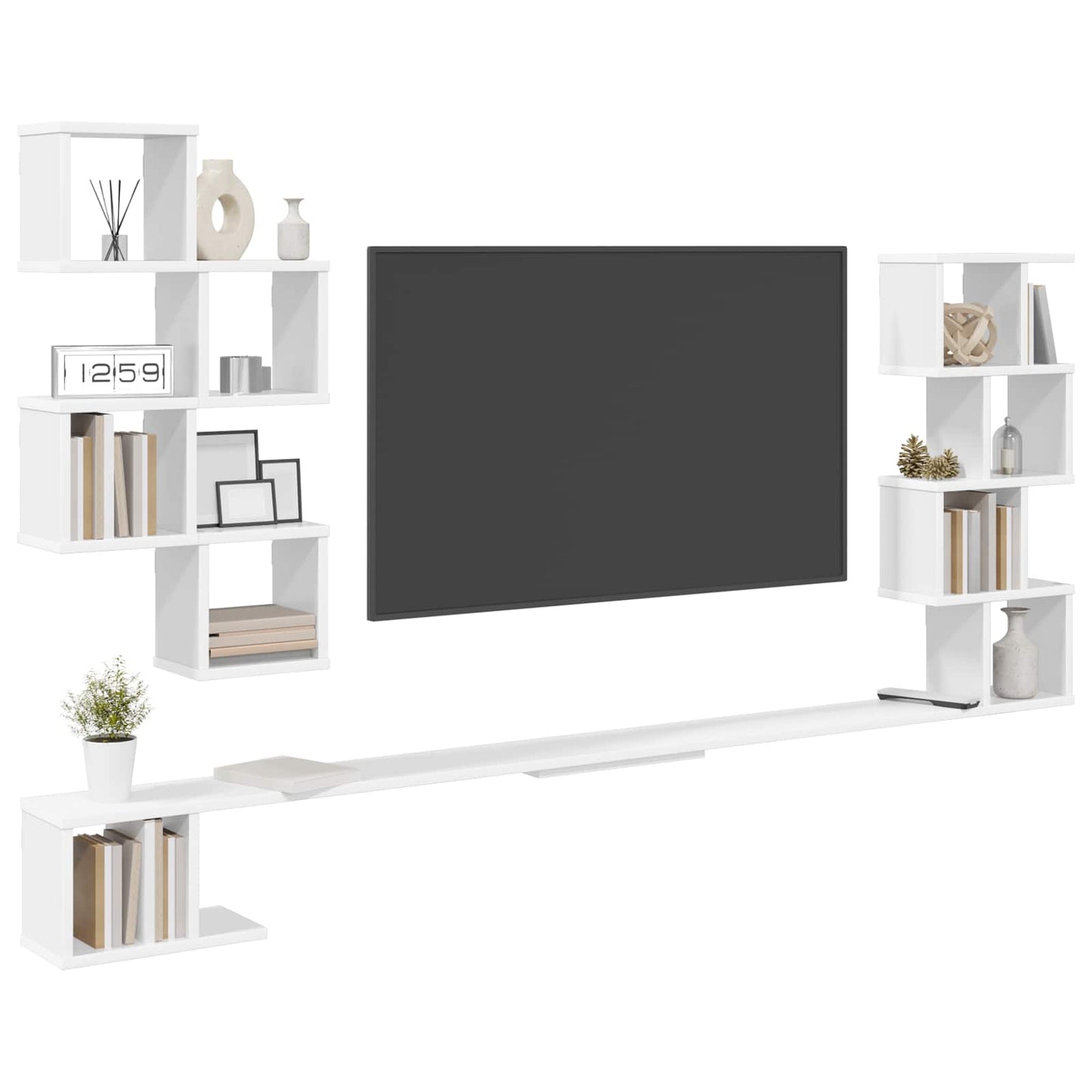 vidaXL Wall-Mounted TV Shelf White 160 x 15 x 94 cm Engineered Wood