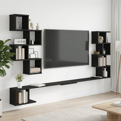 vidaXL Wall-Mounted TV Shelf Black Oak 160 x 15 x 94 cm